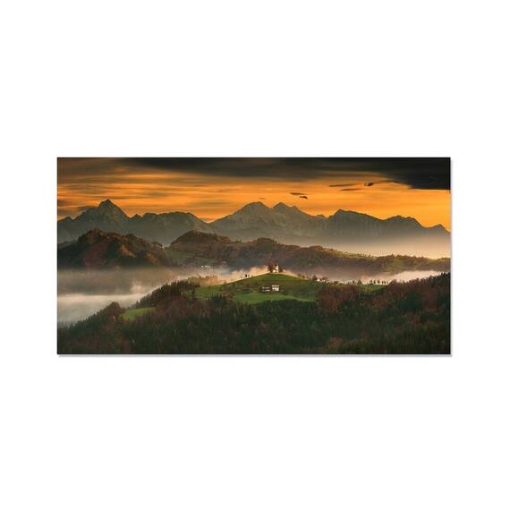 Tablou canvas - Munte, Ceata, Perspectiva, Marime: 50 x 100 cm - - Roveli