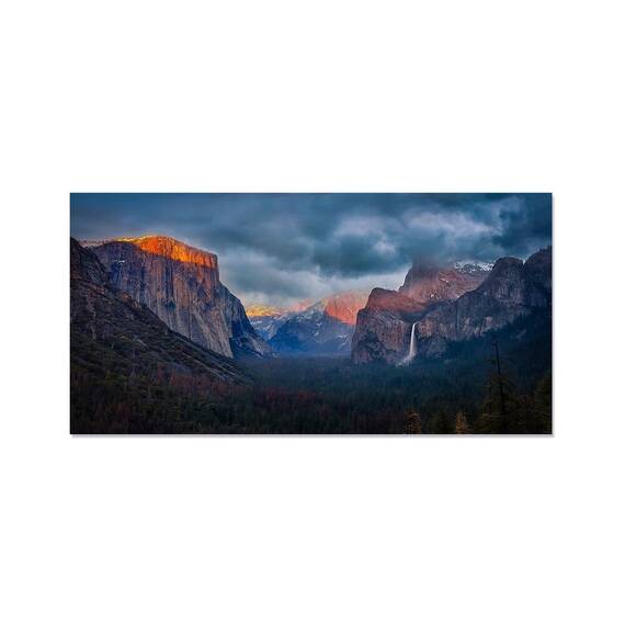 Tablou canvas - Munte, Apus de Soare, Portocaliu, Marime: 50 x 100 cm - - Roveli