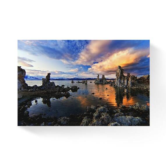 Tablou Canvas - Peisaj, Natura, Munte, Stanca, Lac, Apus de soare, Reflectie, Marime: 80 x 120 cm - - Roveli
