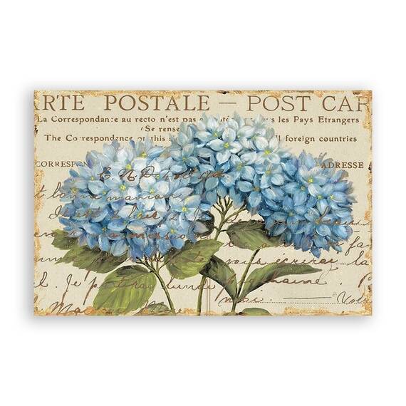 Tablou Canvas - Flori, Post Card, Albastru, Marime: 80 x 120 cm - - Roveli