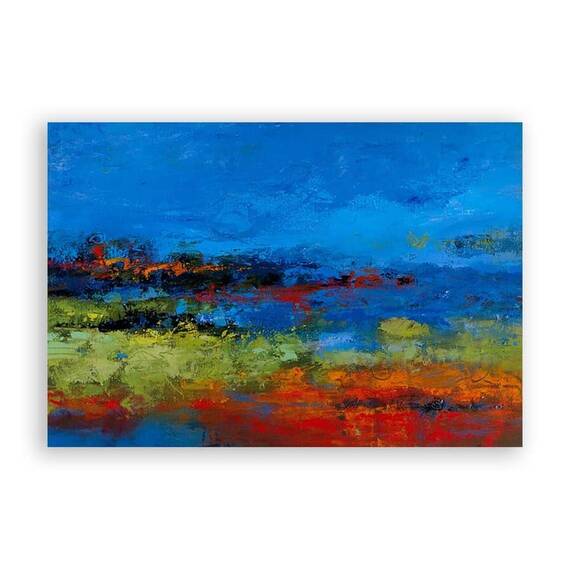 Tablou Canvas - Abstract, Albastru-Rosu, Marime: 80 x 120 cm - - Roveli