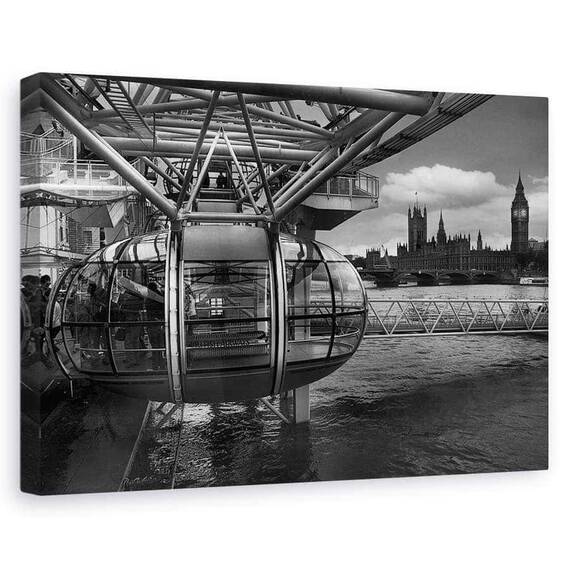 Tablou canvas - Cand trecutul intalneste viitorul, Londra, Westminister, London Eye, Marime: 80 x 120 cm - - Roveli