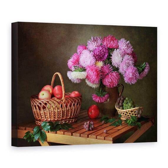 Tablou Canvas - Natura Moarta Colorata 4, Mar, Mere, Fructe, Struguri - - Roveli