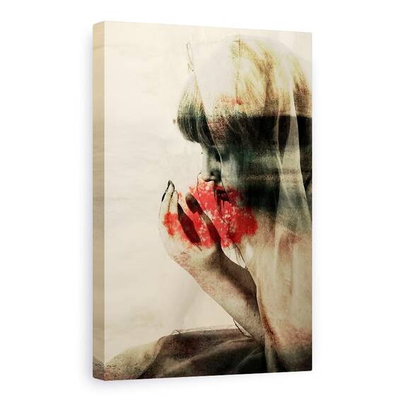 Tablou Canvas - Poveste Incomoda, Starea De Spirit, Fata, Red, Rugandu-Se, Tesatura, Marime: 80 x 120 cm - - Roveli