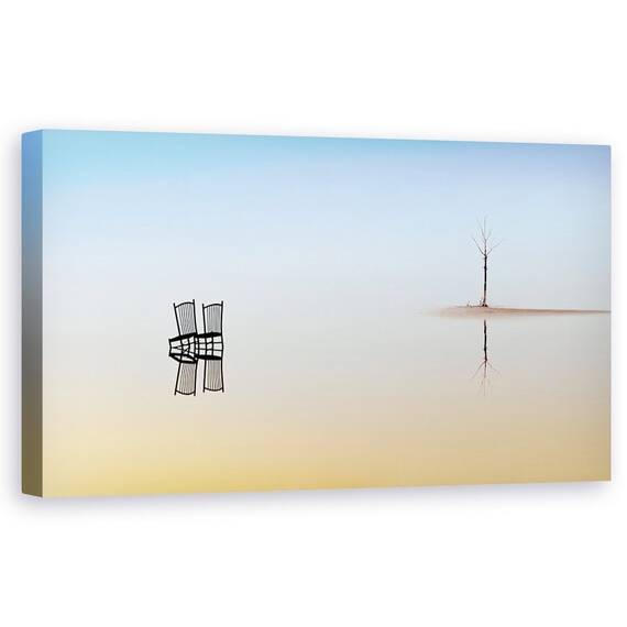 Tablou Canvas - Doua Scaune si Un Copac, Peisaj, Scaun, Turcia, Cappadocia, Lac, Marime: 50 x 100 cm - - Roveli