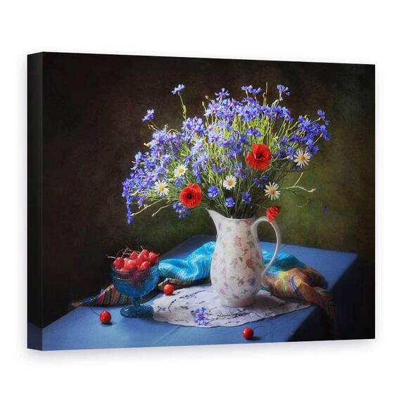 Tablou Canvas - Natura Moarta De Vara Cu Flori Salbatice, Buchet, Vaza, Ulcior, Flori - - Roveli