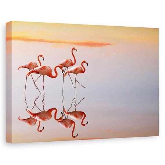 Tablou canvas - Flori, Pasare, Oglinda, Apa, Marime: 60 x 90 cm - - Roveli