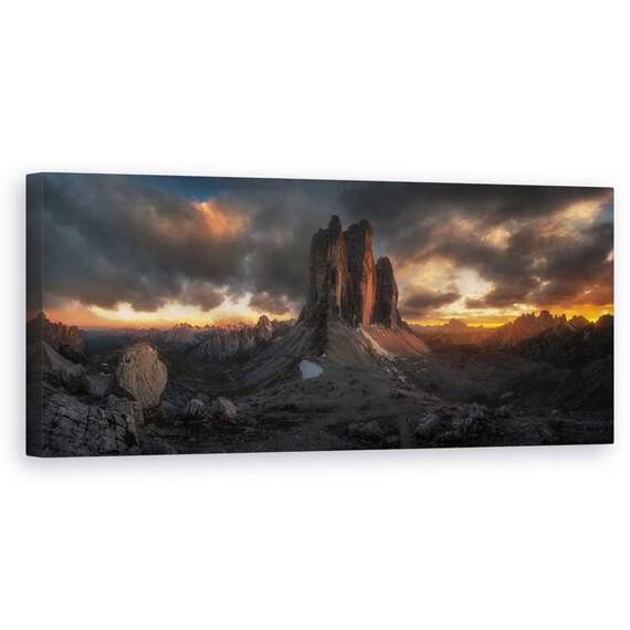 Tablou Canvas - Dolomiti, Munti, Ceata, Alpi, Lacul Lavaredo, Marime: 30 x 90 cm - - Roveli