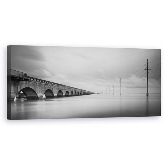 Tablou Canvas - Pasarile Vorbesc, Florida, Peisaj Marin, Florida Chei, Bw, Peisaj, Podul, Marime: 30 x 90 cm - - Roveli