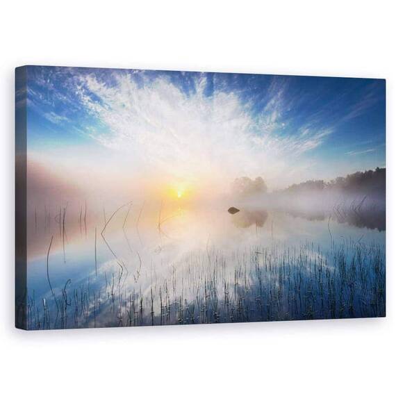 Tablou Canvas - Reflec_ie, Peisaj Marin, Ceata, Rasarit, Cer, Lac, Reflectie, Marime: 50 x 80 cm - - Roveli