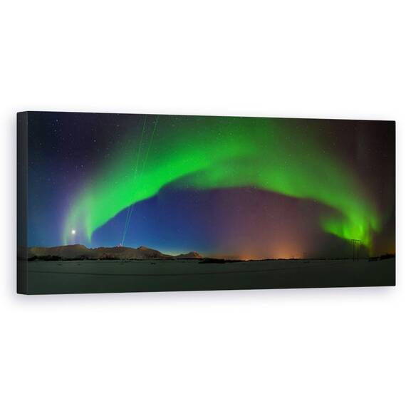 Tablou Canvas - Lumini De Nord, Cer, Noapte, Luna, Peisaj - - Roveli