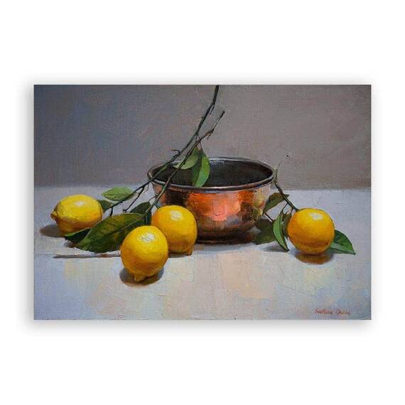 Tablou Canvas - Obiecte, Fructe, Lamaie, Pictura - - Roveli