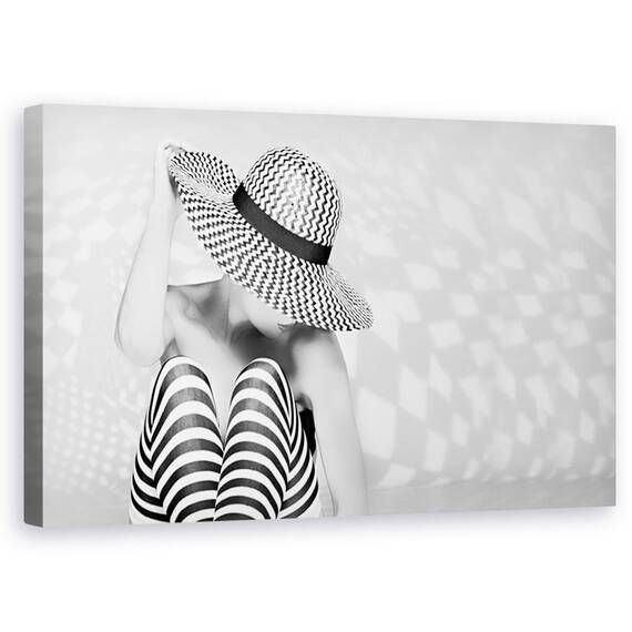 Tablou Canvas - Zig The Zag, Palarie, Portret, Model, Trup, Linii, Marime: 50 x 80 cm - - Roveli