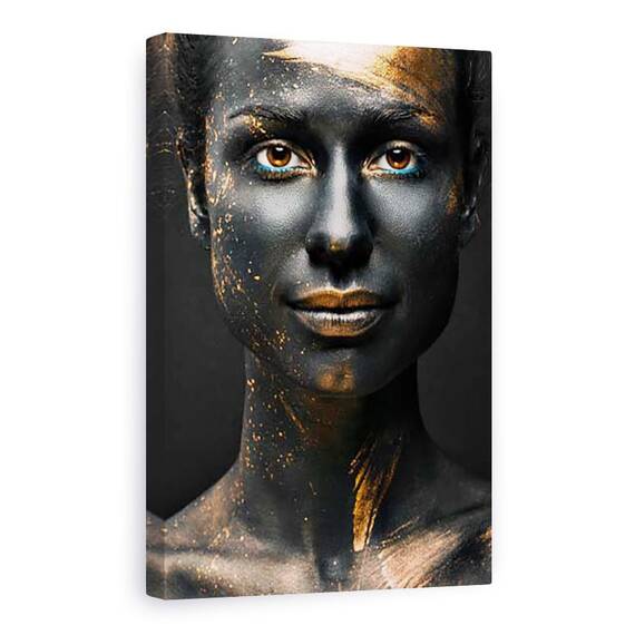 Tablou Canvas - Noapte, Fata, Drept, Aur, Vopsea, Marime: 80 x 120 cm - - Roveli