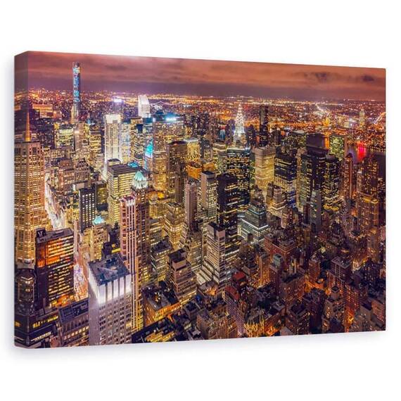 Tablou canvas - Viata de noapte, Sua, Manhattan, New York, Marime: 80 x 120 cm - - Roveli