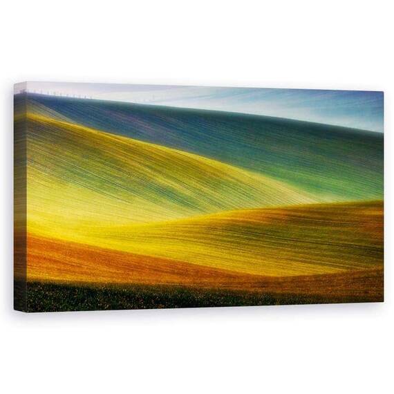Tablou Canvas - Campuri De Primavara, Moravia, Primavara, Domenii, Straturi, Dealuri, Neteda, Marime: 50 x 100 cm - - Roveli