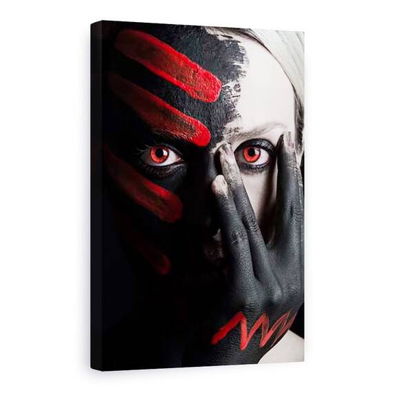 Tablou Canvas - 4 Elemente - Foc, Rosu, Pamant, Portret, Pofta, Studio, Marime: 80 x 120 cm - - Roveli