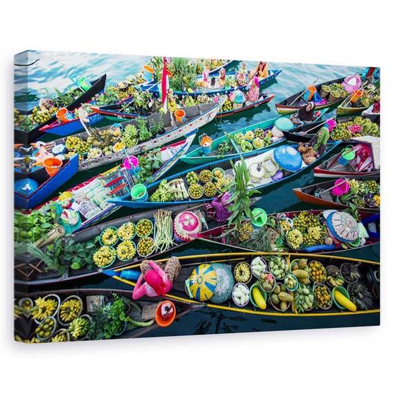 Tablou canvas - Piata plutitoare Banjarmasin, Abstract, Marime: 80 x 120 cm - - Roveli