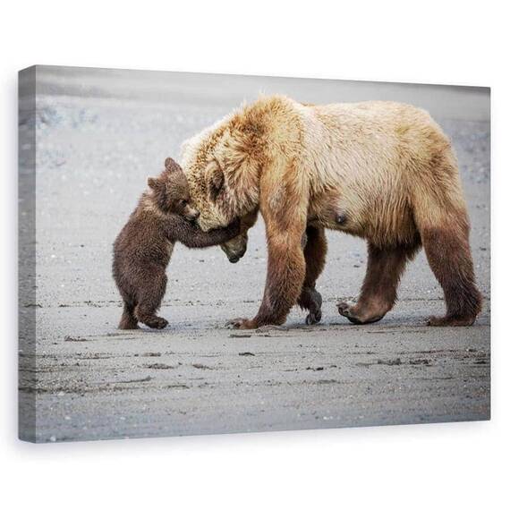 Tablou canvas - Imbratisare de ursulet, Natura, Pui, Jucaus, Marime: 80 x 120 cm - - Roveli