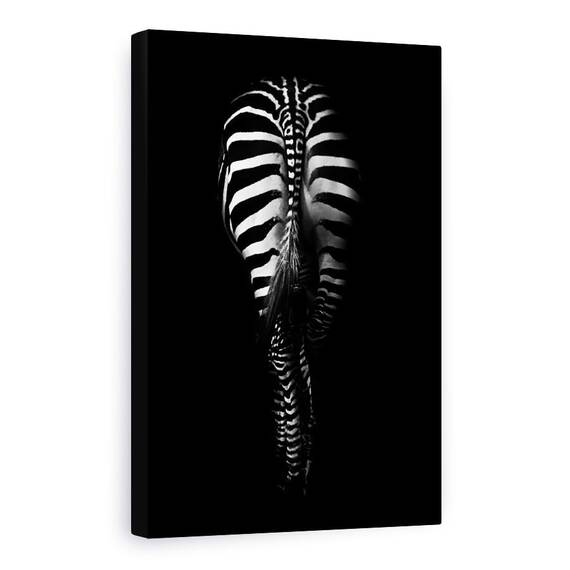 Tablou Canvas - Fara Titlu, Zebra, Coada, Alb-Negru, Dungi, Spate - - Roveli