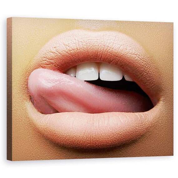 Tablou Canvas - Frumusete Macro, Gura, Dinti, Limba, Buze, Limba, Macro, Marime: 60 x 75 cm - - Roveli