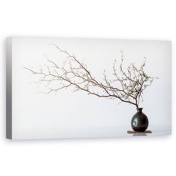 Tablou Canvas - Vaza Si Ramura, Ramura, Simplu, Natura Moarta, Primavara, Crengute, Marime: 50 x 100 cm - - Roveli