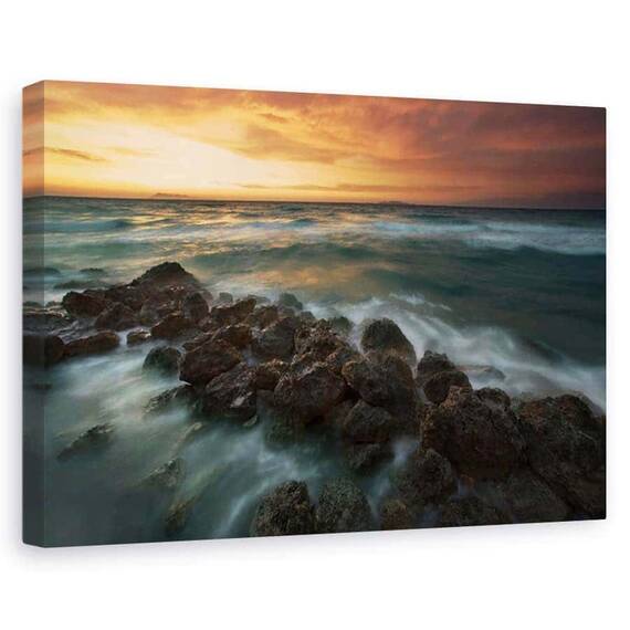 Tablou canvas - Peroulades, Peisaj, Grecia, Corfu, Apus De Soare, Marime: 80 x 120 cm - - Roveli