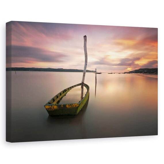Tablou canvas - Iluzii, Peisaj, Barca, Linistita, Armonie, Marime: 80 x 120 cm - - Roveli
