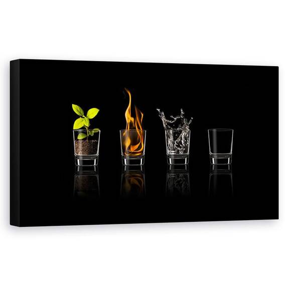 Tablou Canvas - Elemente..., Patru, Apa, Sol, Foc, Flacara, Marime: 50 x 100 cm - - Roveli