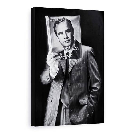 Tablou Canvas - Citind Ca Un Star De Cinema, Marlon, Brando, Book, Handsome, Man, Marime: 80 x 120 cm - - Roveli
