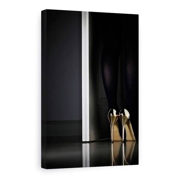 Tablou Canvas - Ochi De Aur, Aur, Aur, Tocuri Inalte, Pantofi, Pantofi, Marime: 80 x 120 cm - - Roveli
