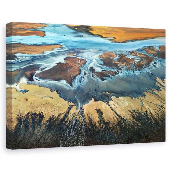 Tablou canvas - Desertul californian vazut de sus, Peisaj, Sua, Desert, Rau, Marime: 80 x 120 cm - - Roveli