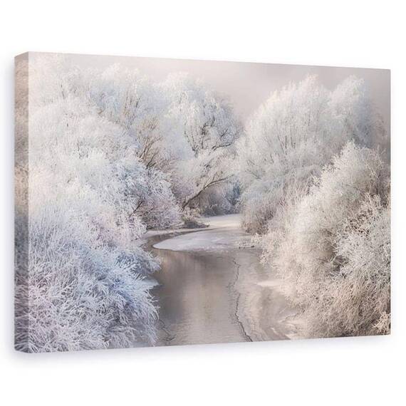 Tablou canvas - Cantec de iarna, Peisaj, Iarna, Zapada, Gheata, Marime: 80 x 120 cm - - Roveli