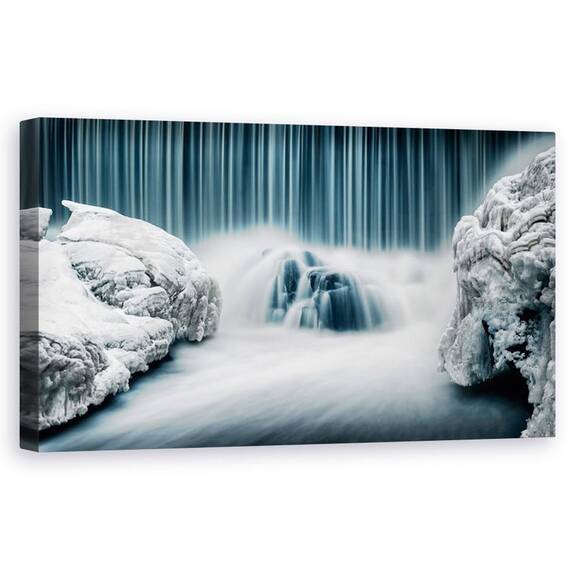 Tablou Canvas - Cascada Icy, Peisaj, Cascada, Linii, Rece, Gheata, Zapada, Marime: 50 x 100 cm - - Roveli