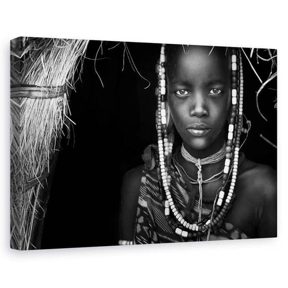 Tablou canvas - Fata din Mursi, Oameni, Femeie, Indigen, Africa, Marime: 80 x 120 cm - - Roveli