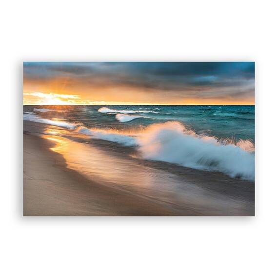 Tablou Canvas - Natura, Mare, Valuri, Plaja, Apus de soare, Marime: 80 x 120 cm - - Roveli