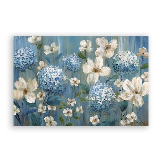 Tablou Canvas - Floral, Flori, Albastru, Pictura - - Roveli