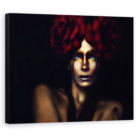 Tablou Canvas - Xenia, Pictura Pe Fata, Aur, Portret, Intuneric, Femeie - - Roveli