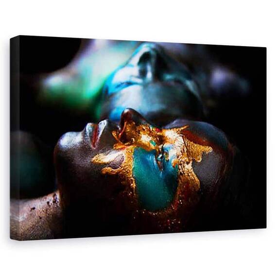 Tablou canvas - Doua continente, Yellowstone, Portret, Comunicare, Bodyart, Aur - - Roveli