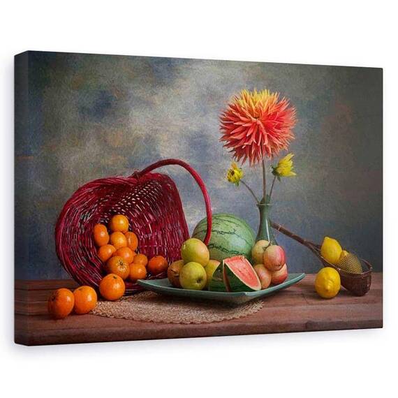 Tablou canvas - Fructe, Natura moarta, Portocale, Pere - - Roveli
