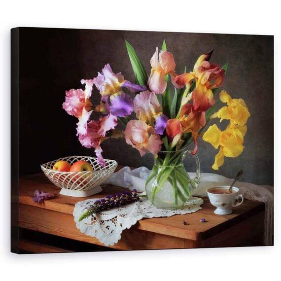 Tablou Canvas - Natura Moarta Cu Irisuri Si Mere - - Roveli