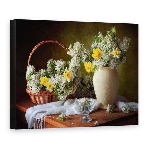 Tablou Canvas - Natura Moarta Alba, Marime: 90 x 90 cm - - Roveli