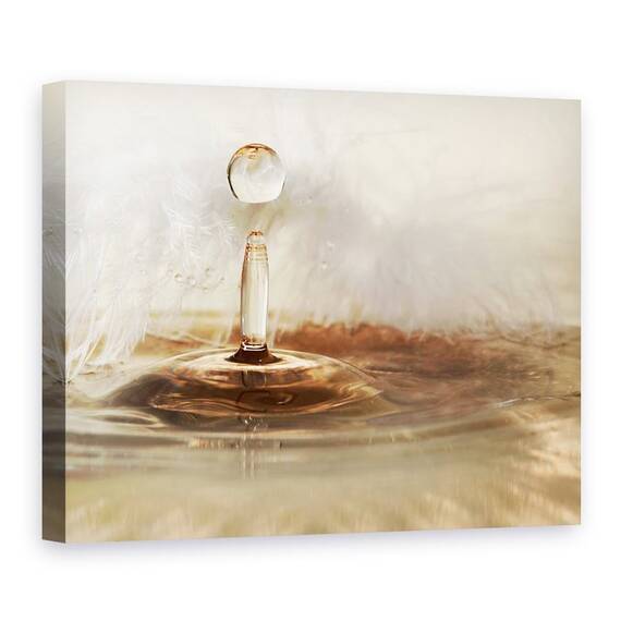 Tablou Canvas - Picaturi Si Pene De Aur, Marime: 75 x 100 cm - - Roveli