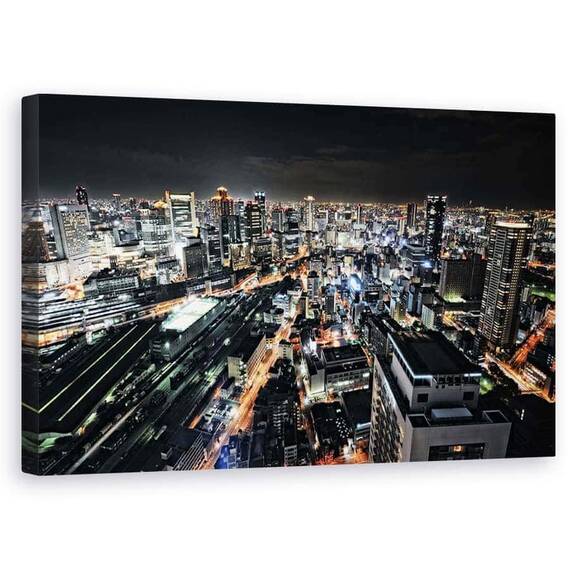 Tablou Canvas - Vedere Nocturna In Osaka, Marime: 50 x 80 cm - - Roveli