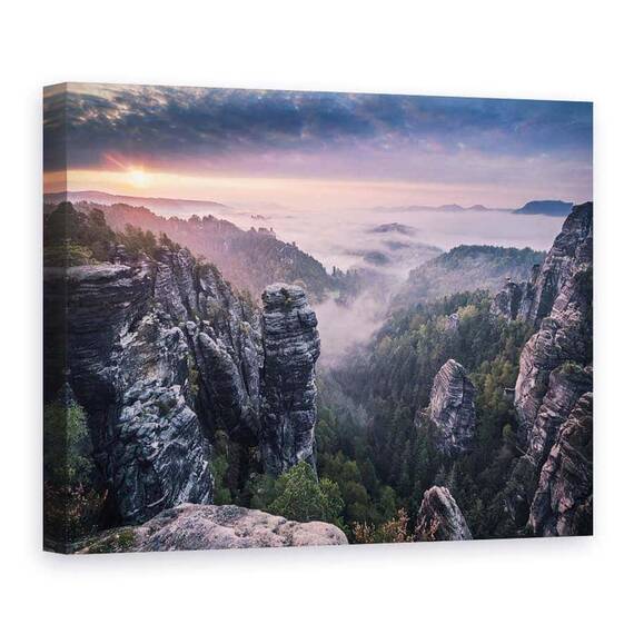 Tablou Canvas - Rasarit De Soare Pe Stanci, Marime: 75 x 100 cm - - Roveli