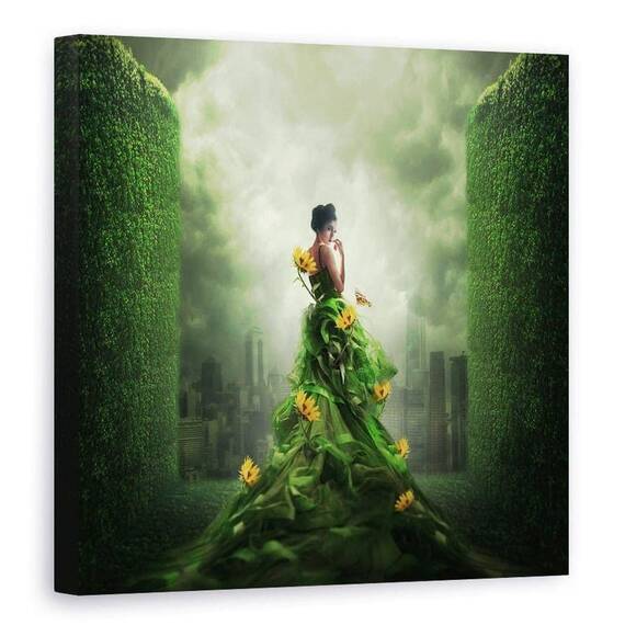 Tablou Canvas - Du-Te, Verde, Marime: 90 x 90 cm - - Roveli