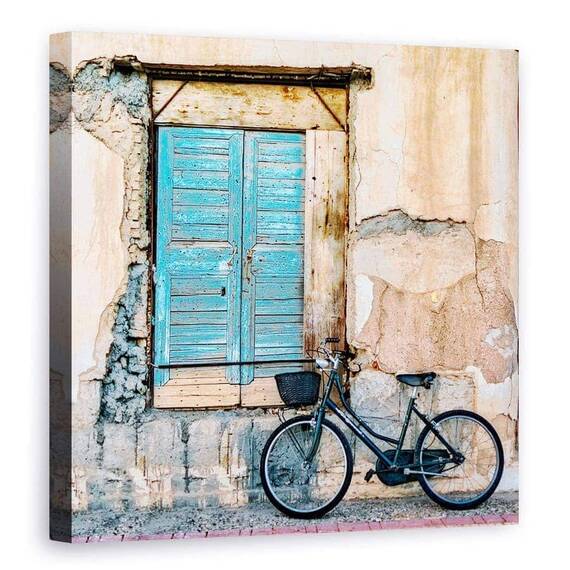 Tablou Canvas - Bicicleta De Langa Vechea Fereastra, Marime: 90 x 90 cm - - Roveli