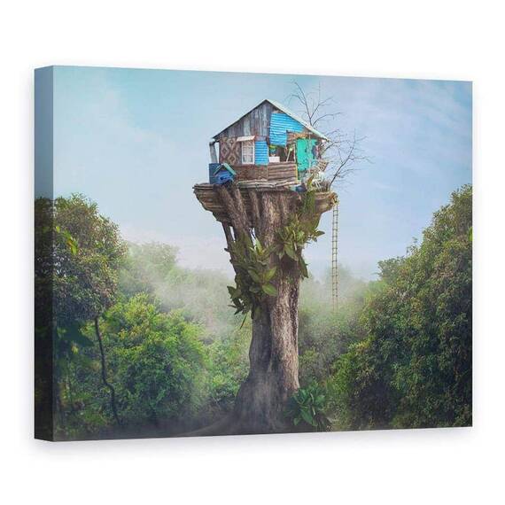 Tablou Canvas - Casa In Cer, Marime: 75 x 100 cm - - Roveli