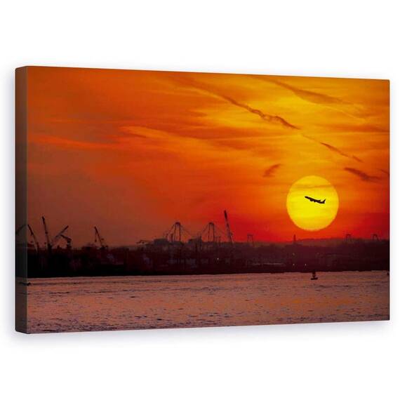 Tablou Canvas - Apus De Soare Portul New York - - Roveli