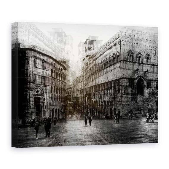 Tablou Canvas - Mergand Prin Piata, Marime: 75 x 100 cm - - Roveli
